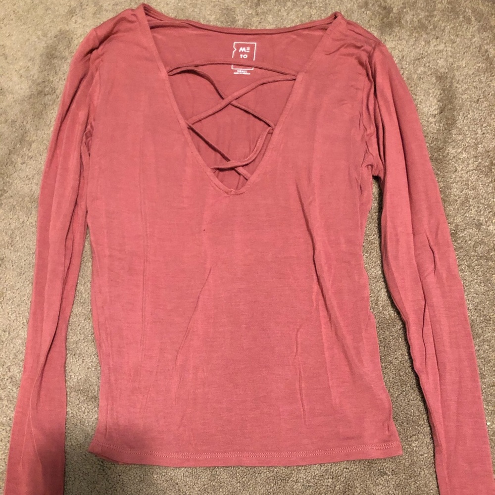 Long sleeve cross neck tee